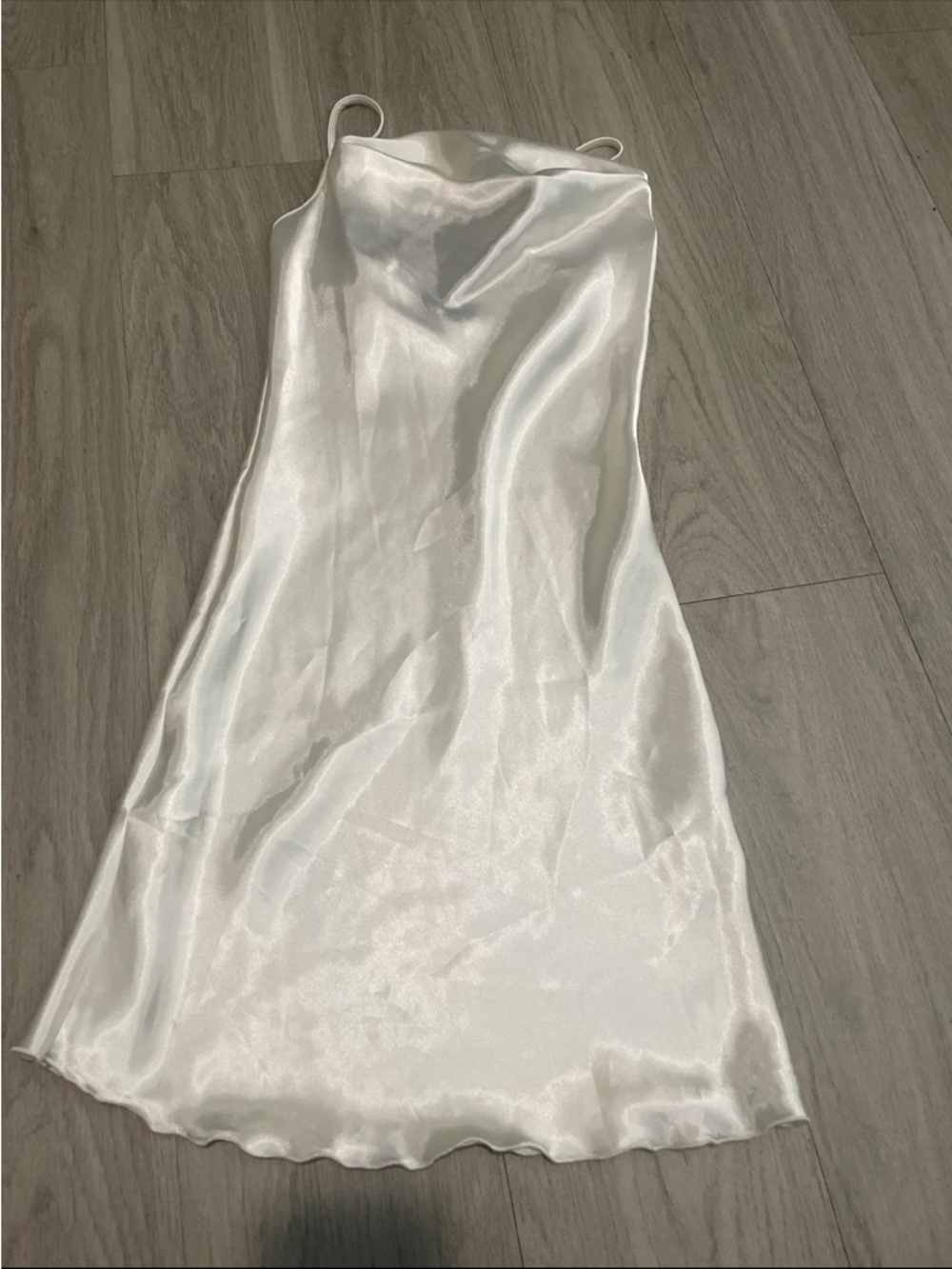 bebe White Satin Mini Slip Dress